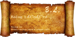 Balog Lénárd névjegykártya
