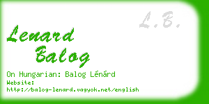 lenard balog business card