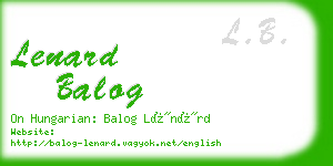 lenard balog business card